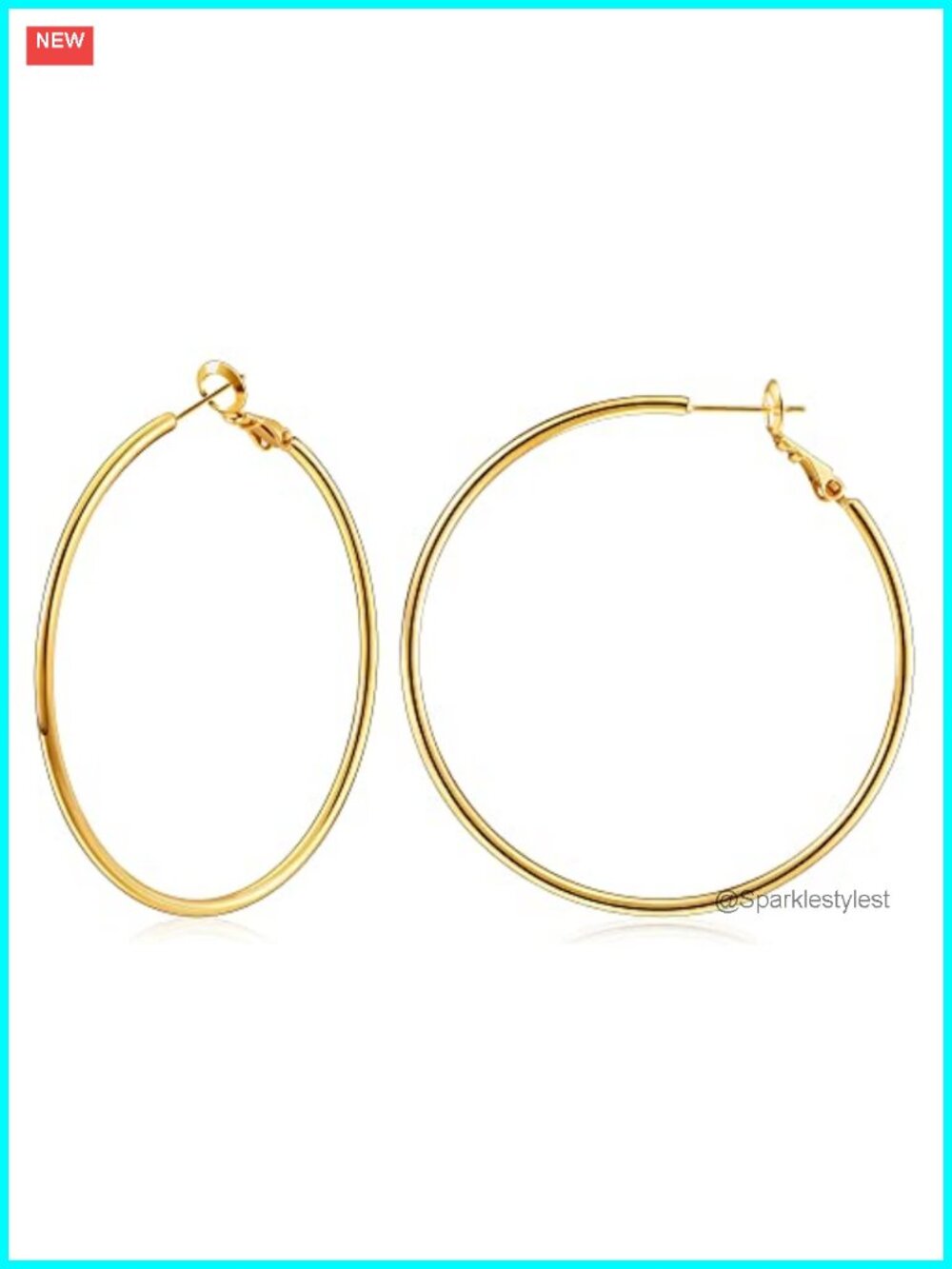 14K Gold Plated Thin Hoop Earrings 2 Inch Lightweight Hypoallergenic